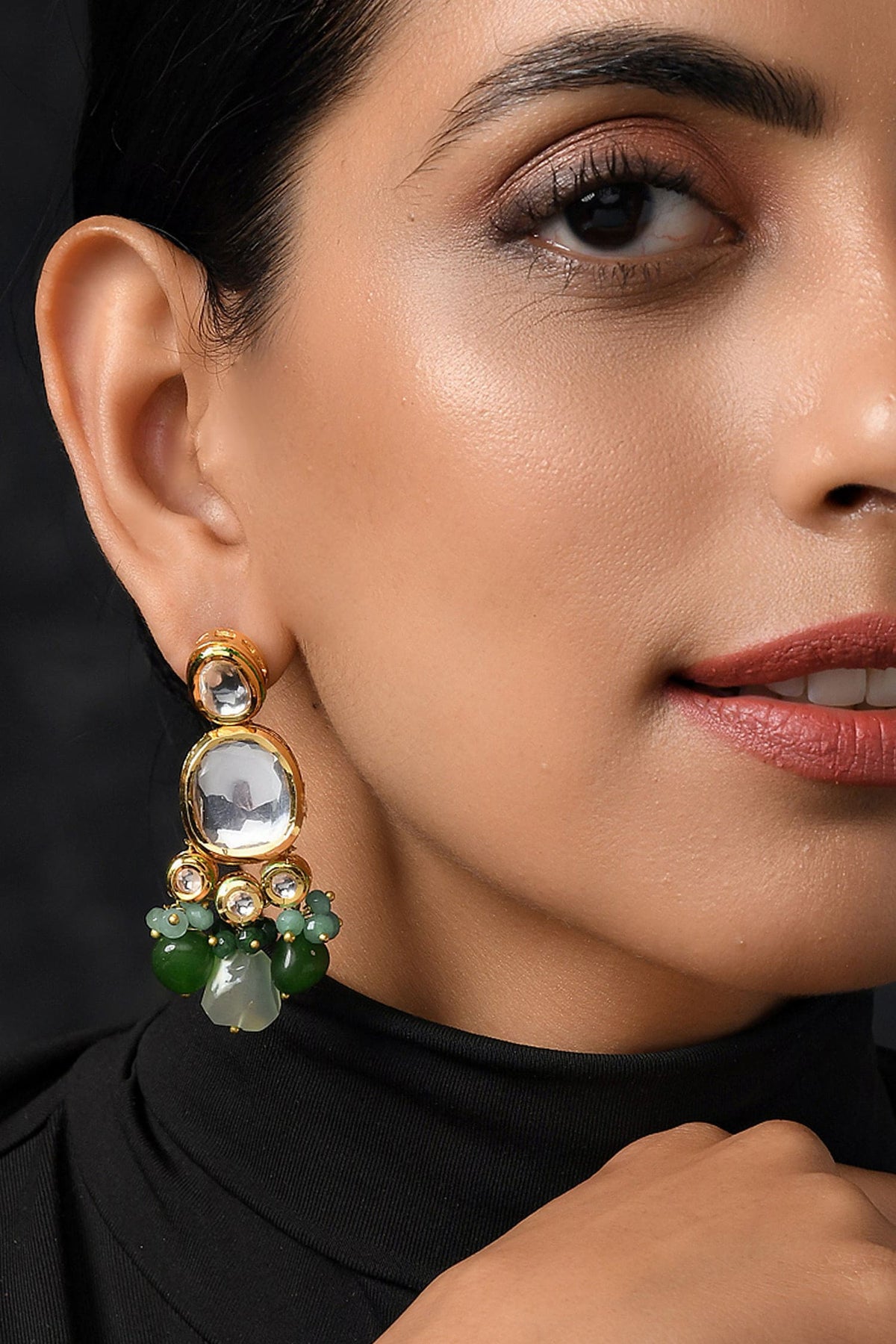 Kundan Carved Earrings 