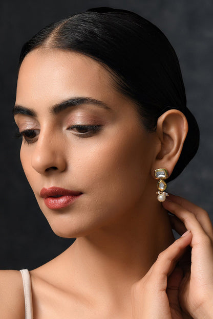 Geometric Carved Dangler Earrings 