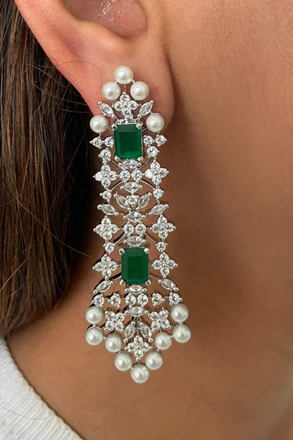 Maharani Emerald Swarovski Choker Layered Necklace Set 