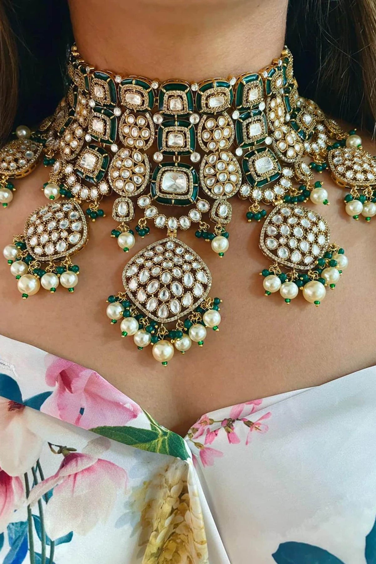 Maharani Meena Kundan Necklace Set 
