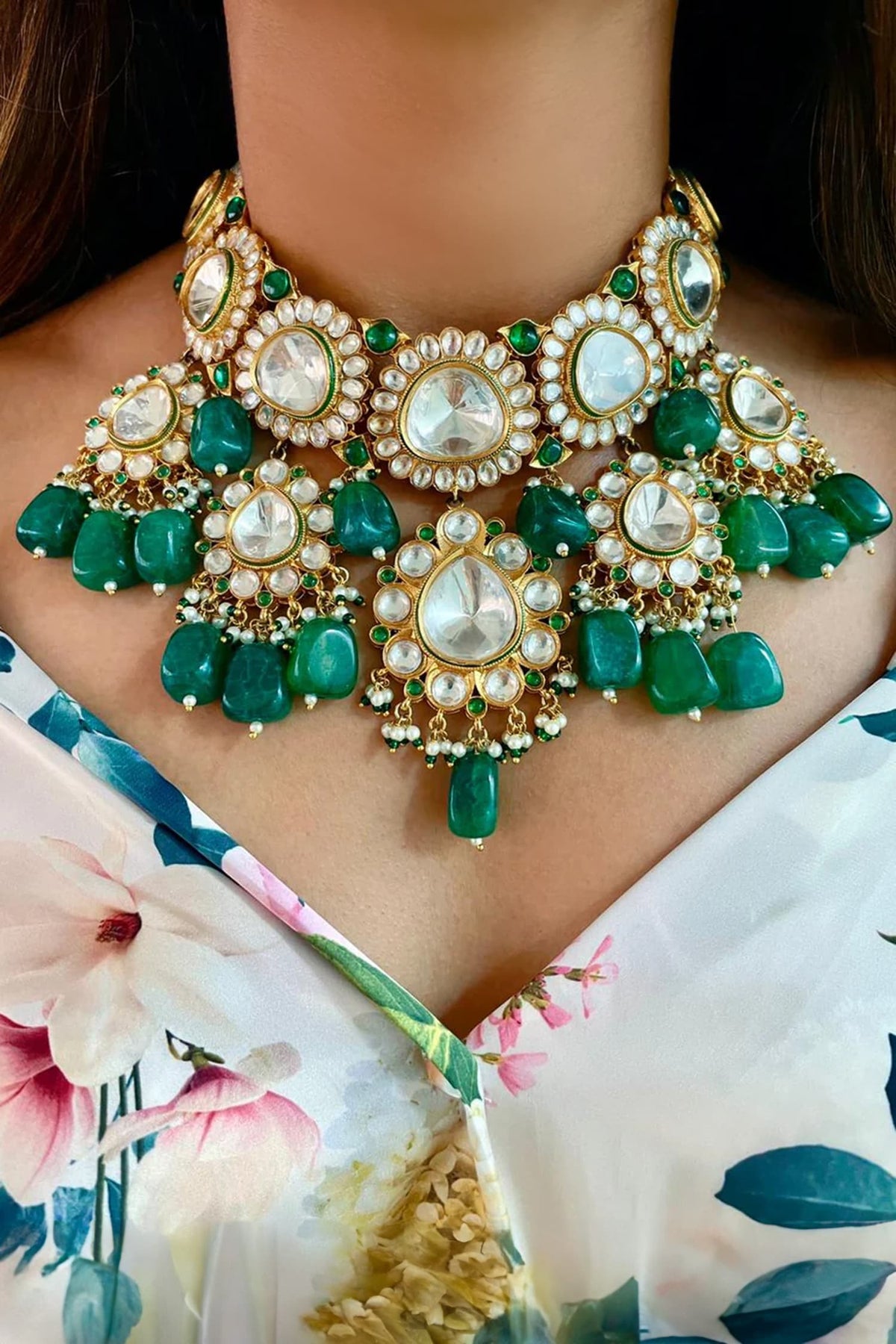 Maharani Polki Kundan Tumblr Necklace Set 