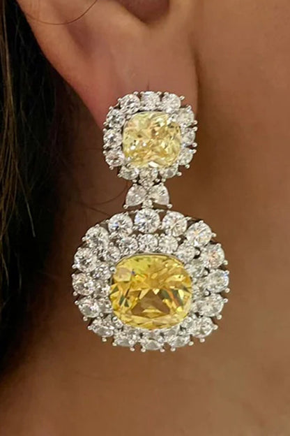 Layered Citrine Dual Drop Necklace Set 