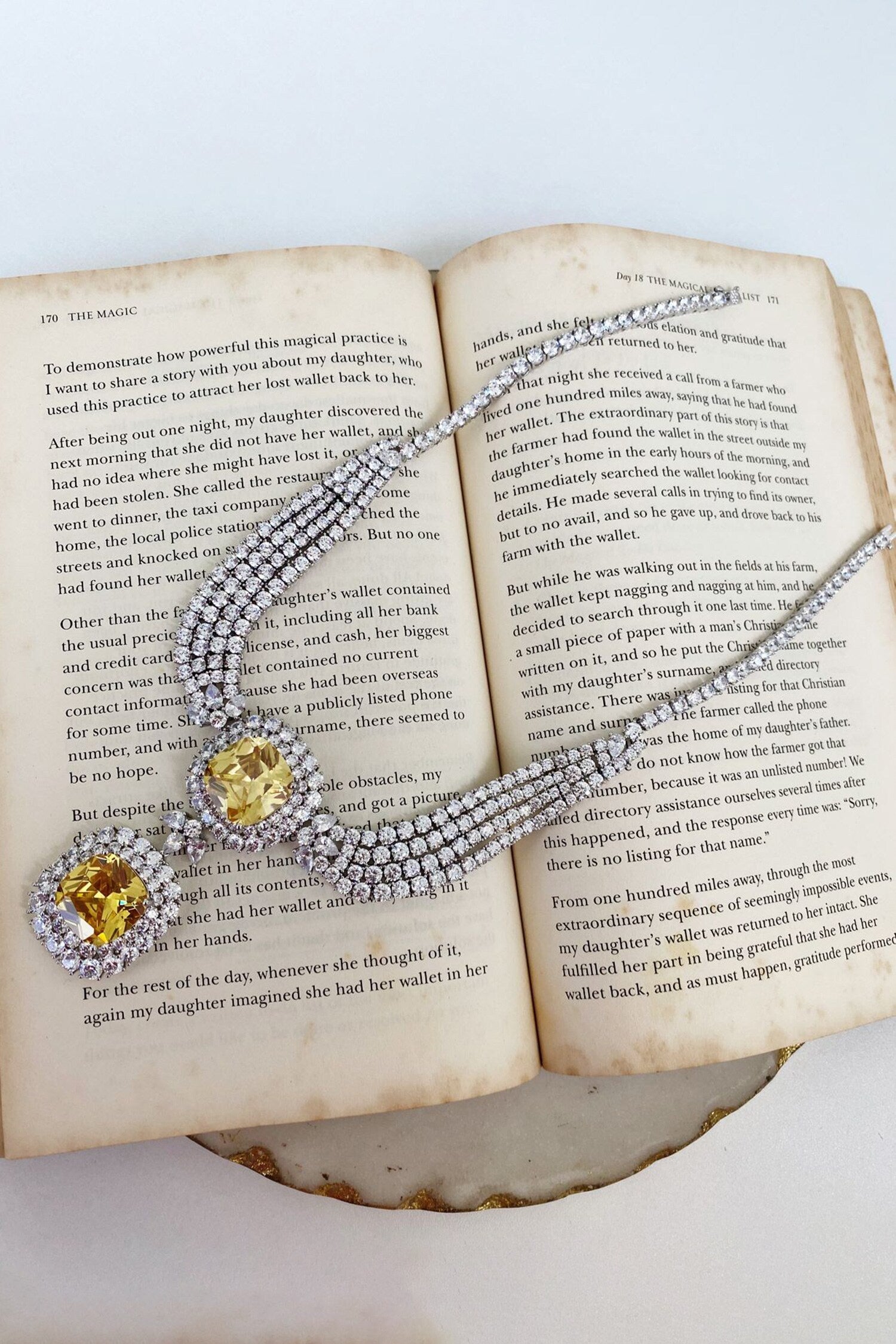 Layered Citrine Dual Drop Necklace Set 