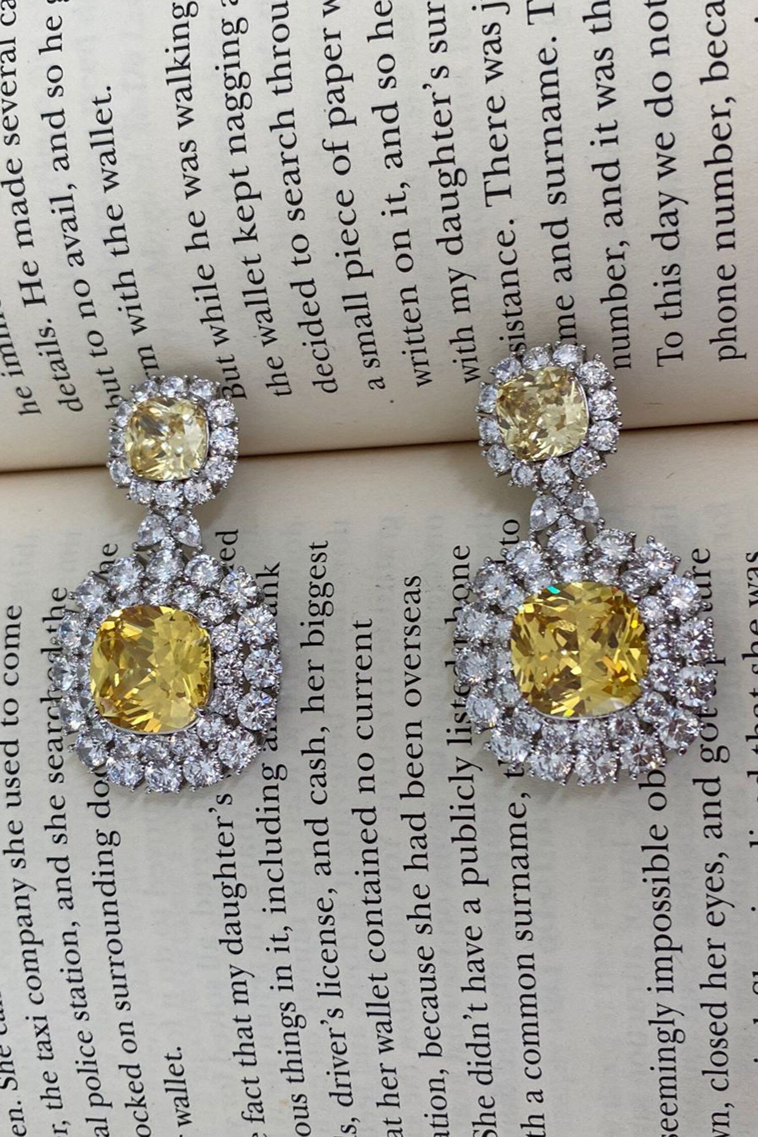 Layered Citrine Dual Drop Necklace Set 