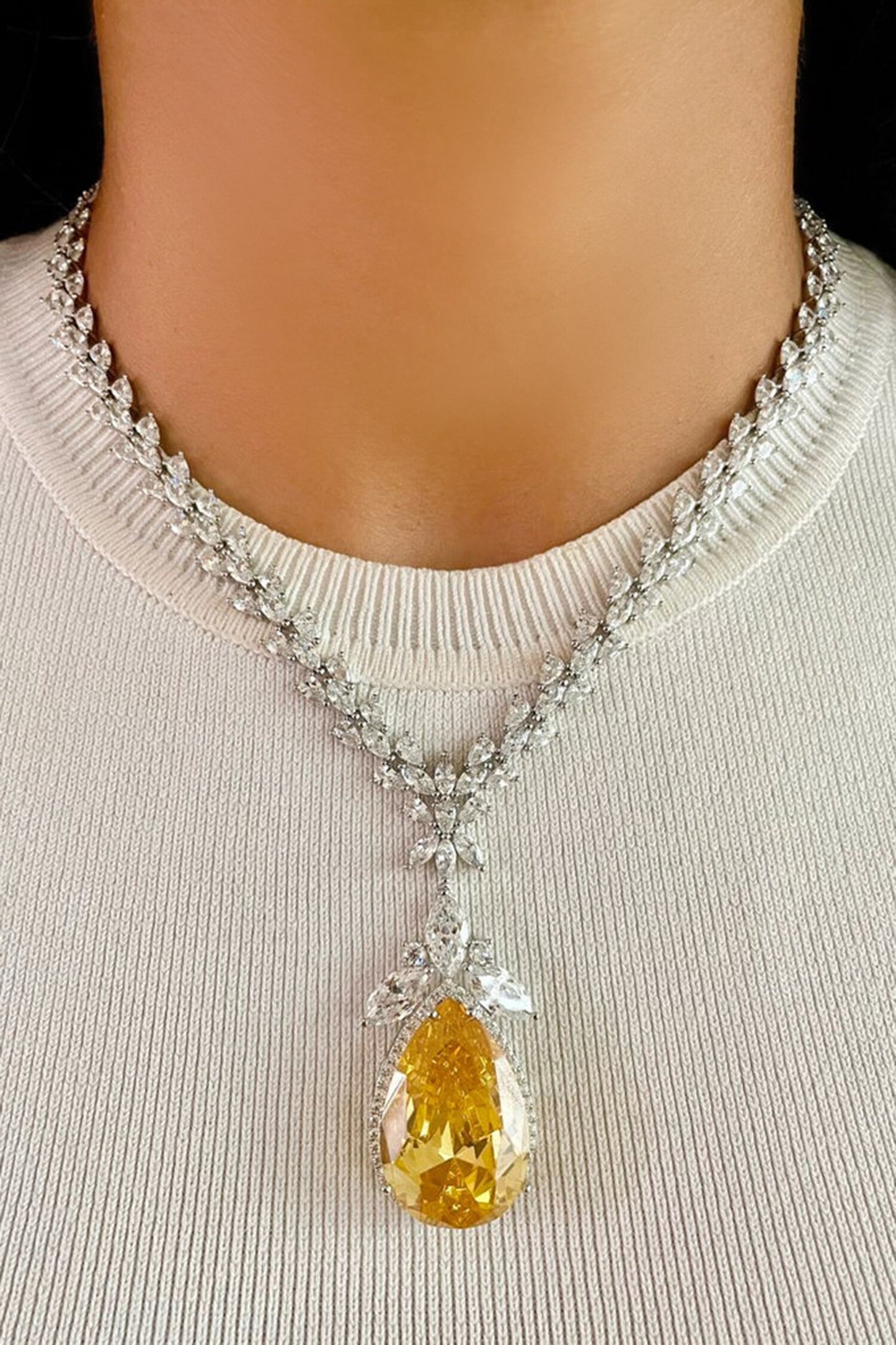 Citrine Elliptic Dimonte Necklace Set 