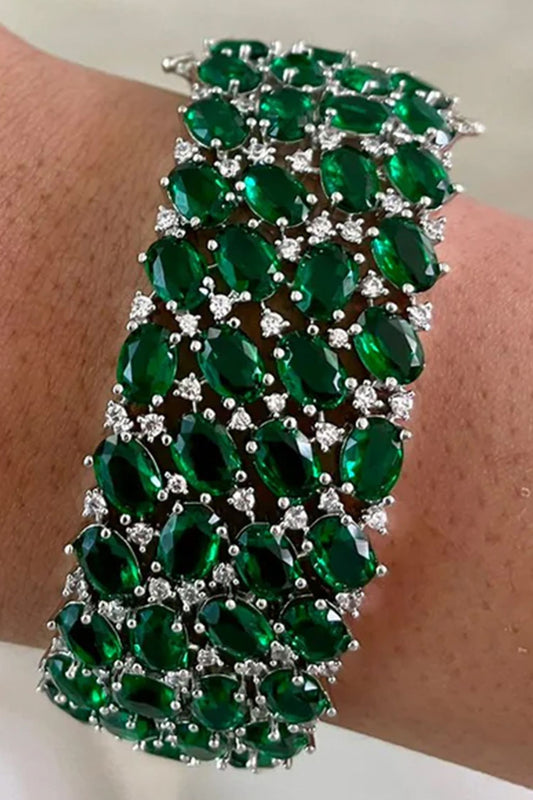 Emerald Studded Cuff Bangle 