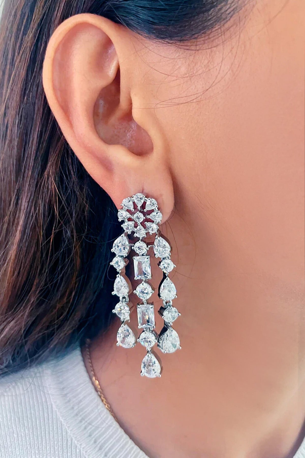 Maharani Four Layered & Pearly Diamonte Necklace Set 