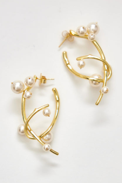 Mocha Branch Carved Hoops 
