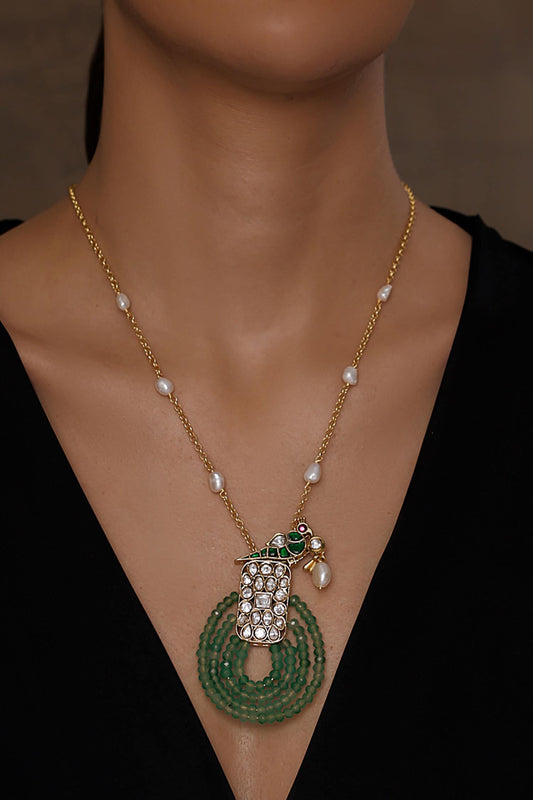 Charming Parrot Carved Pendant Necklace 