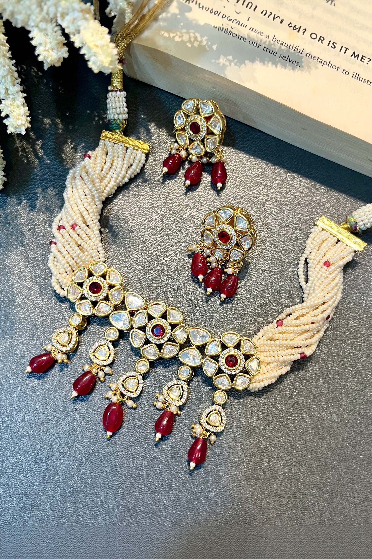 Polki Embellished Choker Necklace Set 
