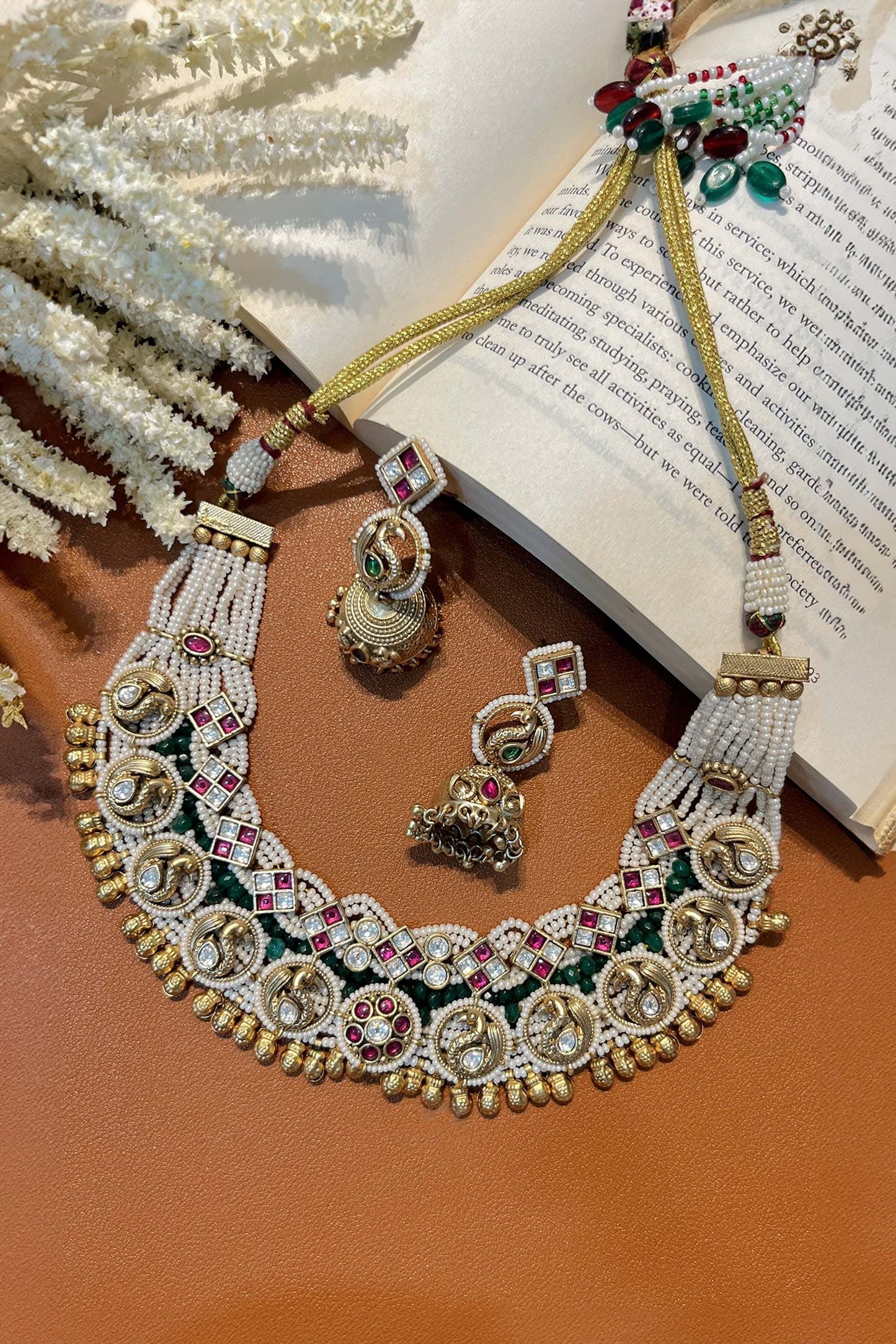 Bead Embellished Choker Necklace Set 