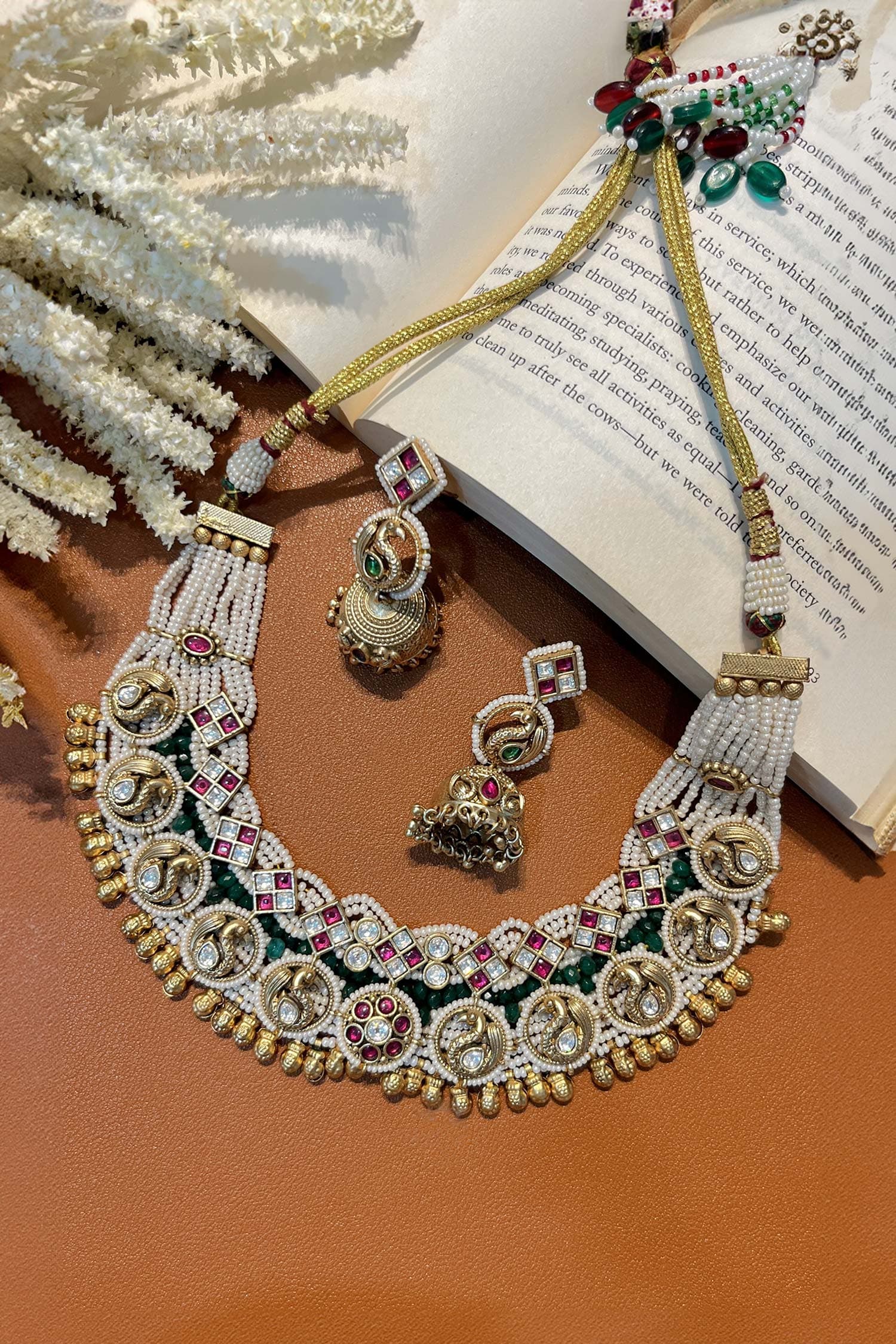 Bead Embellished Choker Necklace Set 