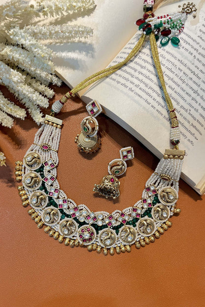 Bead Embellished Choker Necklace Set 