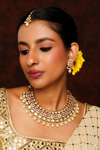Phoolista Kundan & Polki Embellished Necklace Set 