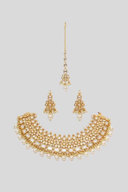 Phoolista Kundan & Polki Embellished Necklace Set 