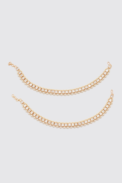 Quad Cube Kundan Polki Anklets 