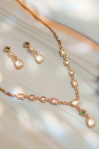 Geometric Polki Studded Necklace Set 