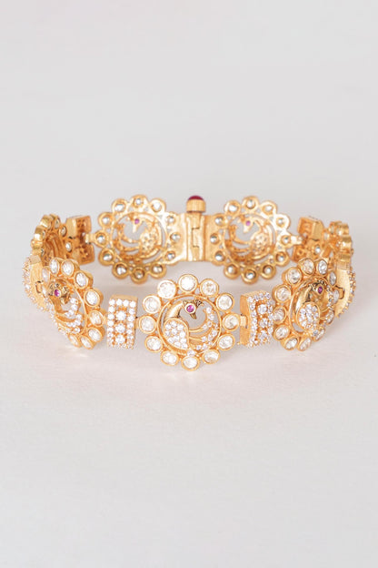 Peacock Moissanite Studded Kada 
