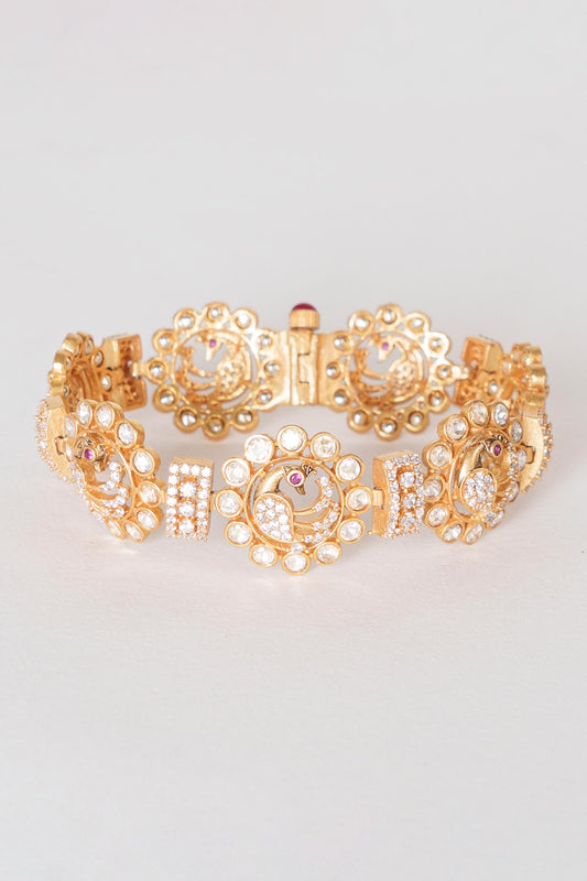 Peacock Moissanite Studded Kada 