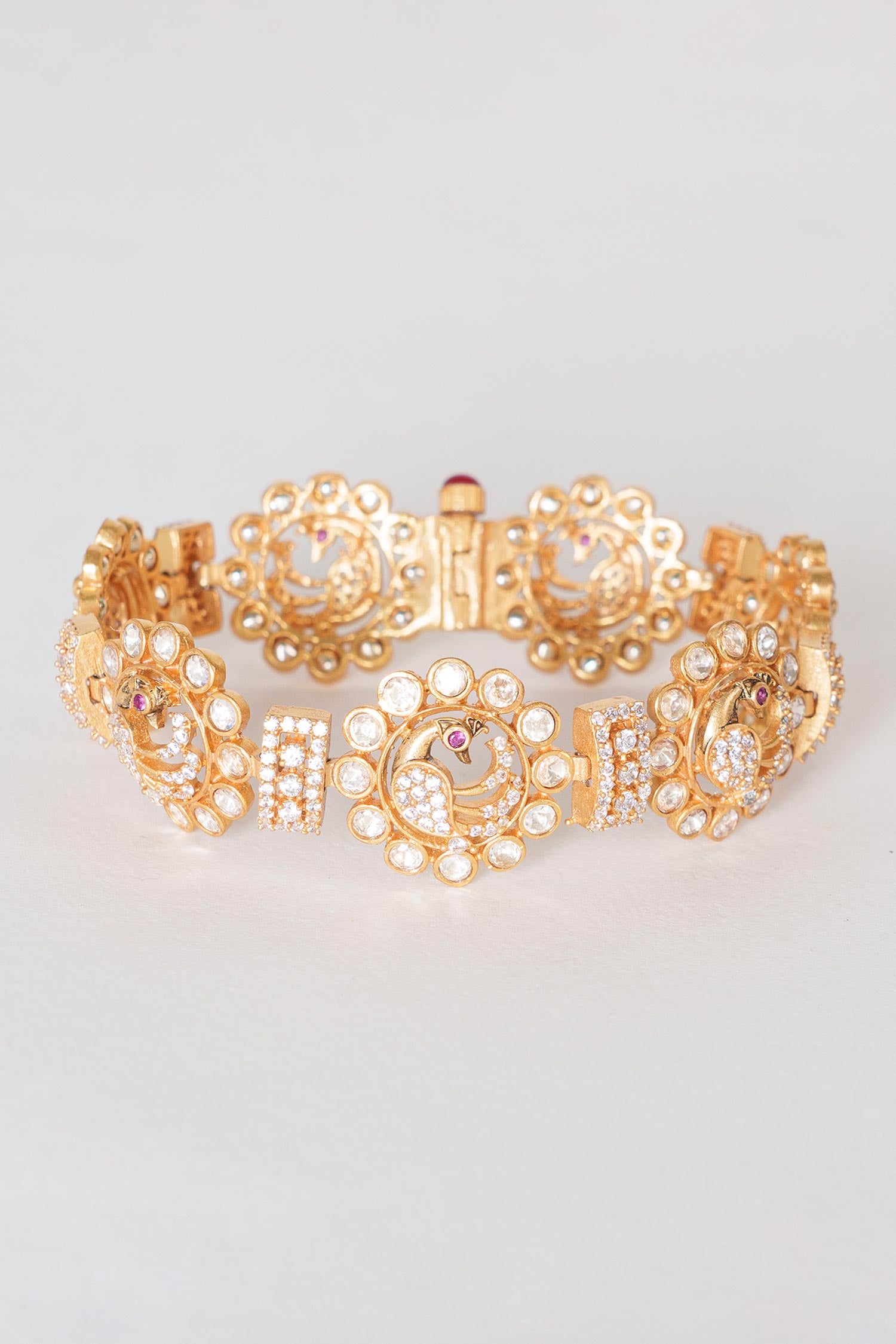 Peacock Moissanite Studded Kada 