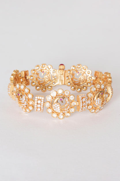 Peacock Moissanite Studded Kada 