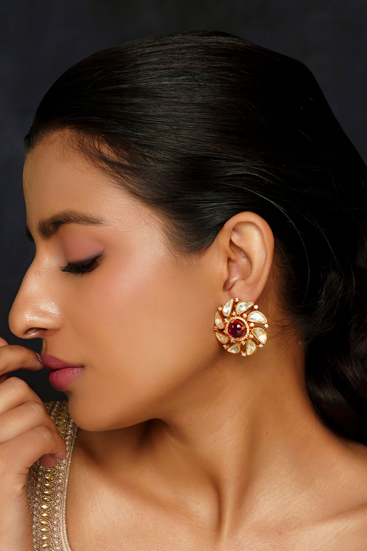 Moissanite Studded Floral Earrings 