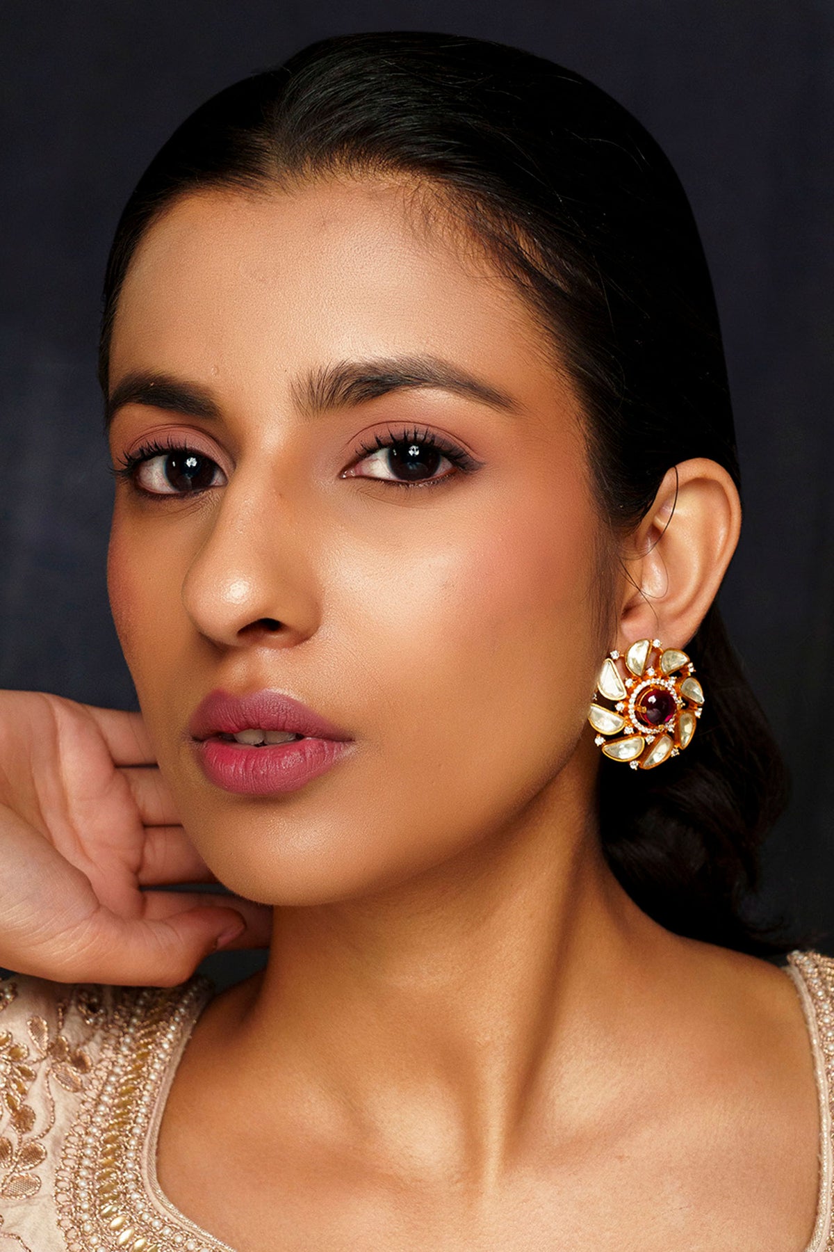 Moissanite Studded Floral Earrings 
