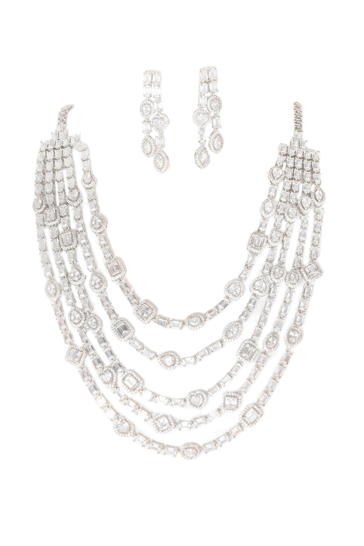 Diamond Embellished Layered Necklace Set 