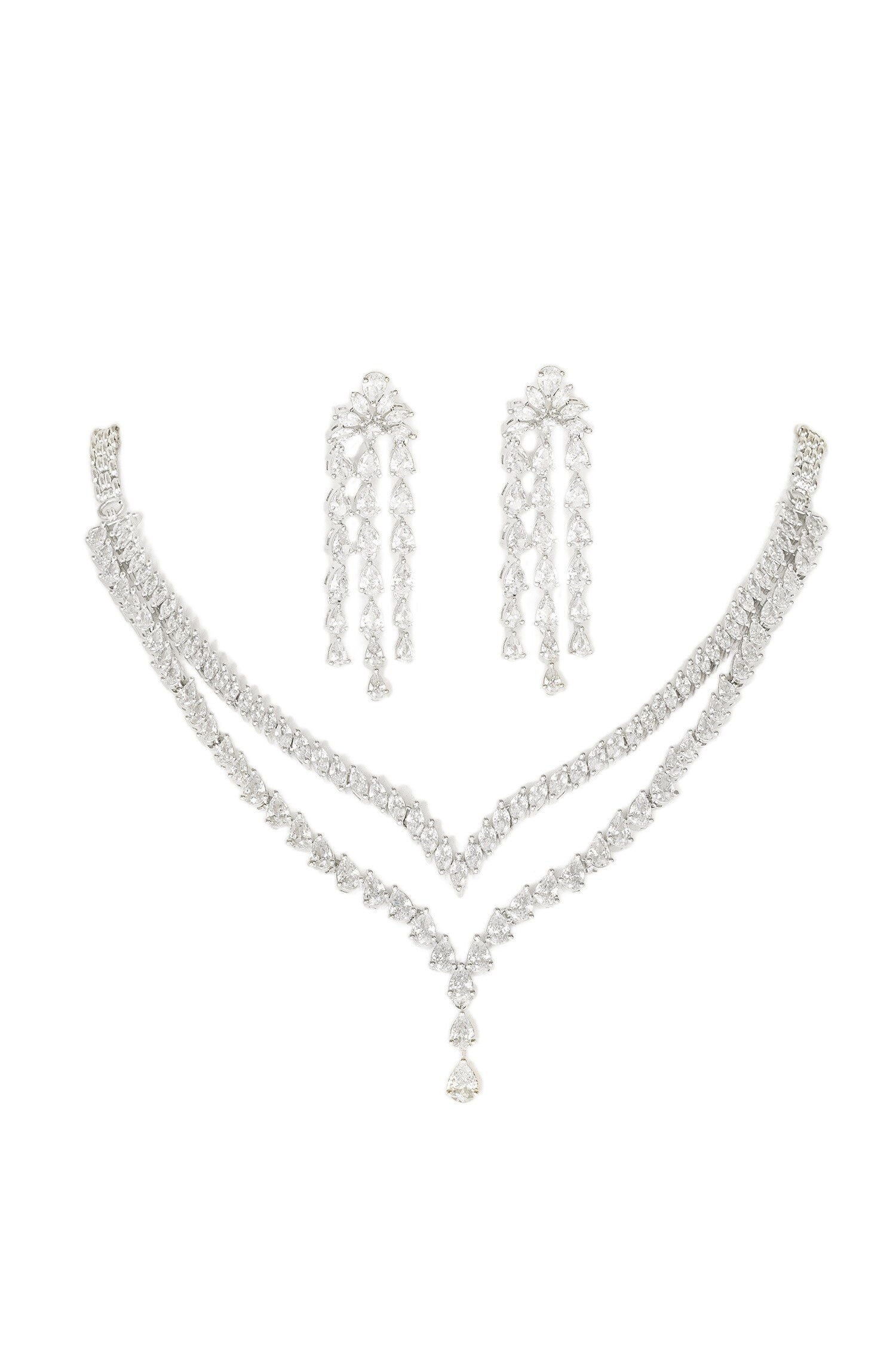 Diamond Studded Layered Necklace Set 