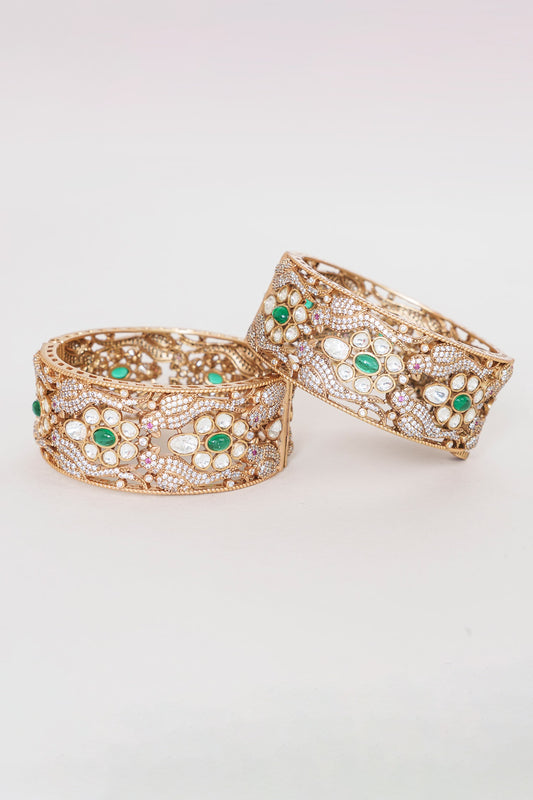 Moissanite Polki Embellished Kada - Set of 2 