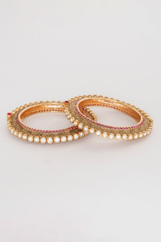 Kundan Embellished Kada - Set of 2 