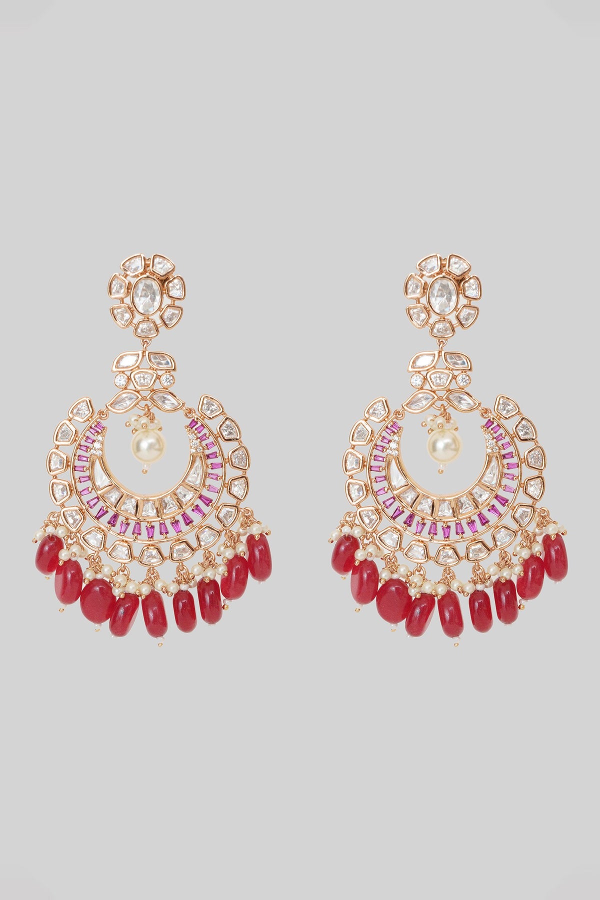 Moissanite Polki Embellished Chandbalis 