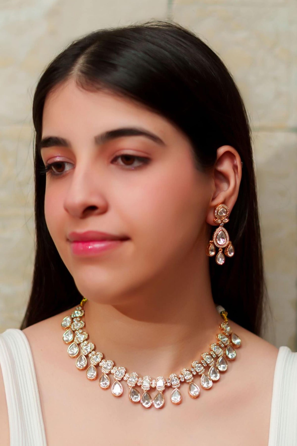 Kundan Polki Embellished Necklace Set 
