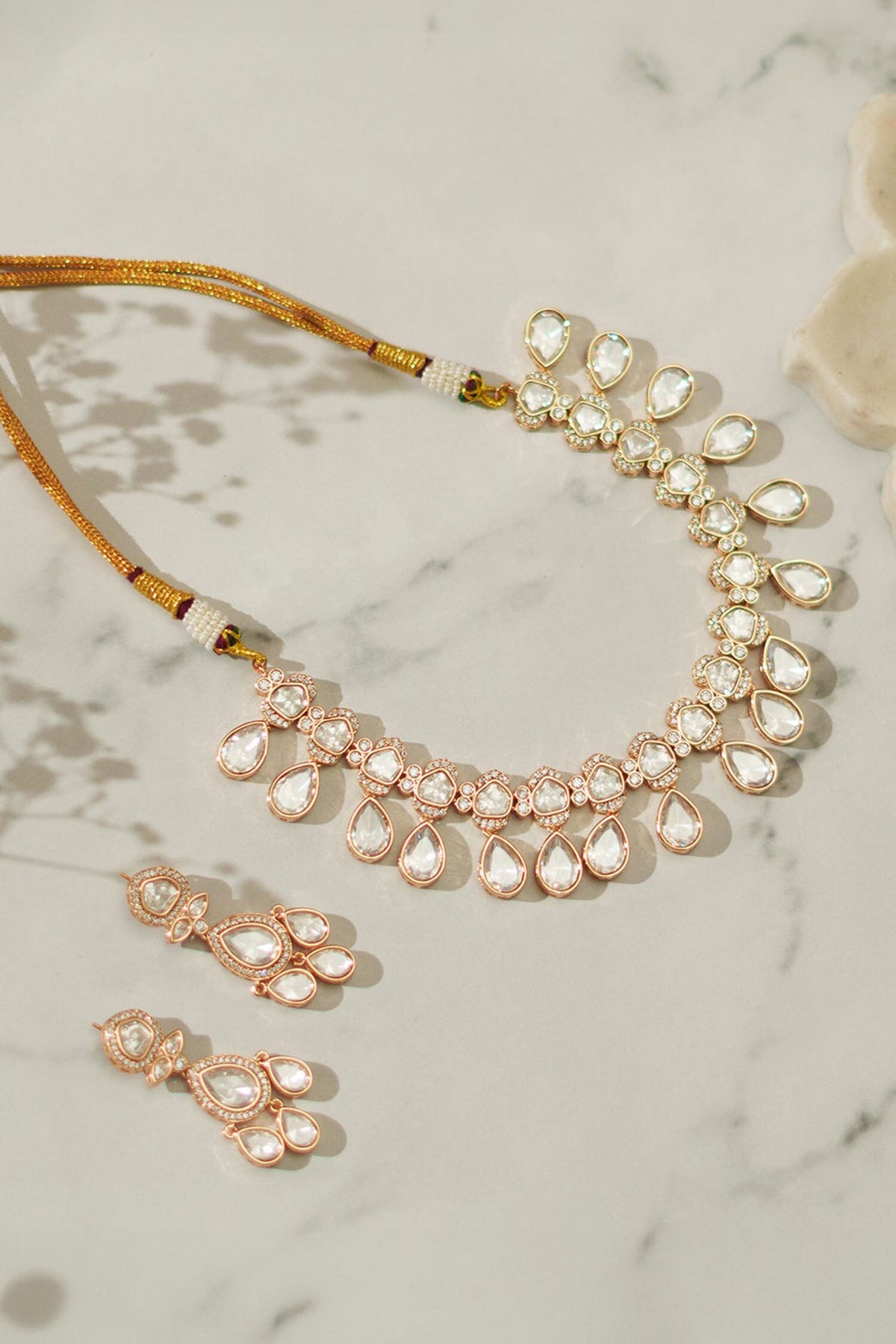 Kundan Polki Embellished Necklace Set 