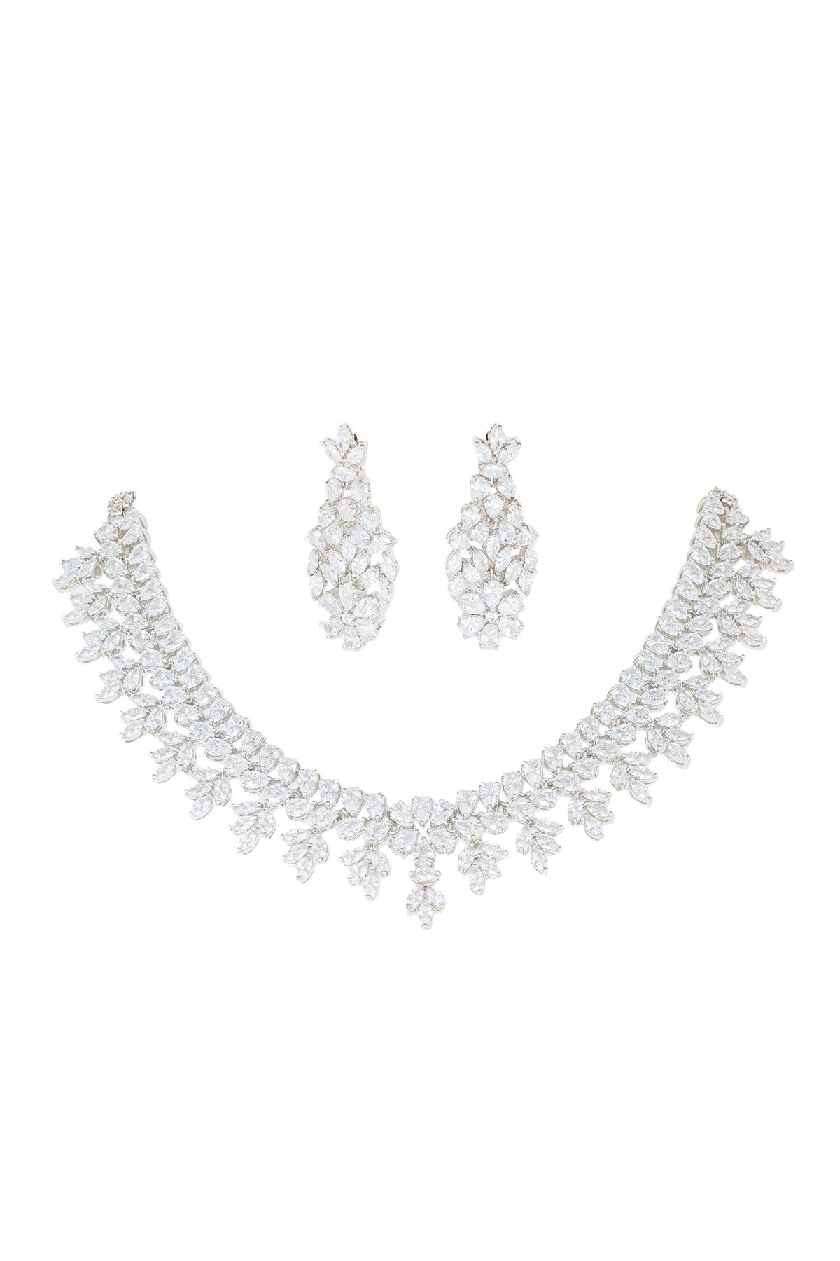 Faux Diamond Embellished Necklace Set 