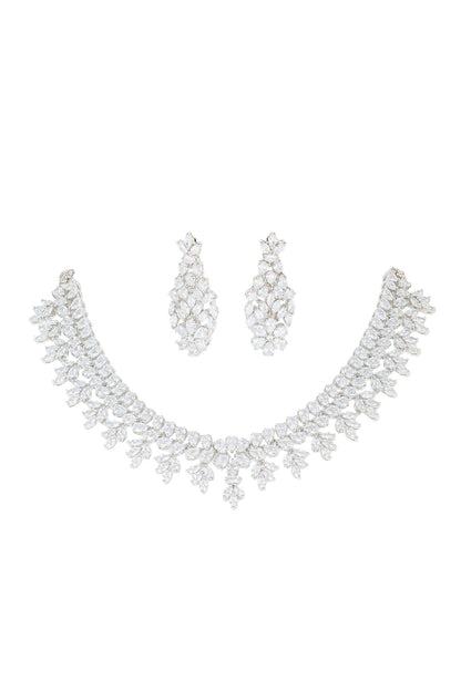 Faux Diamond Embellished Necklace Set 
