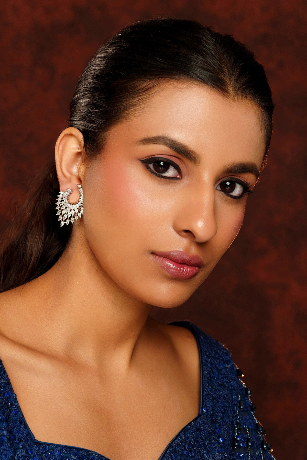 Diamond Embellished Statement Earrings 