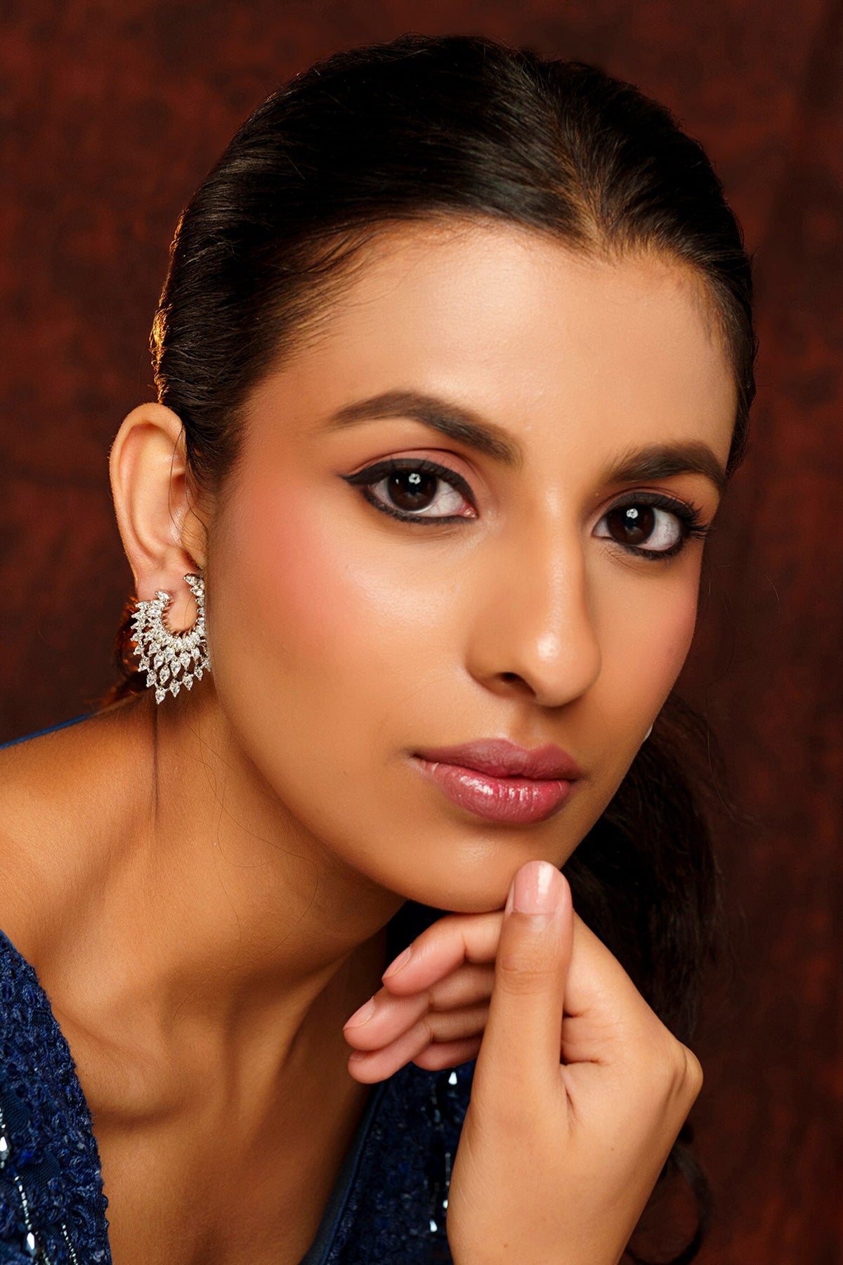 Diamond Embellished Statement Earrings 
