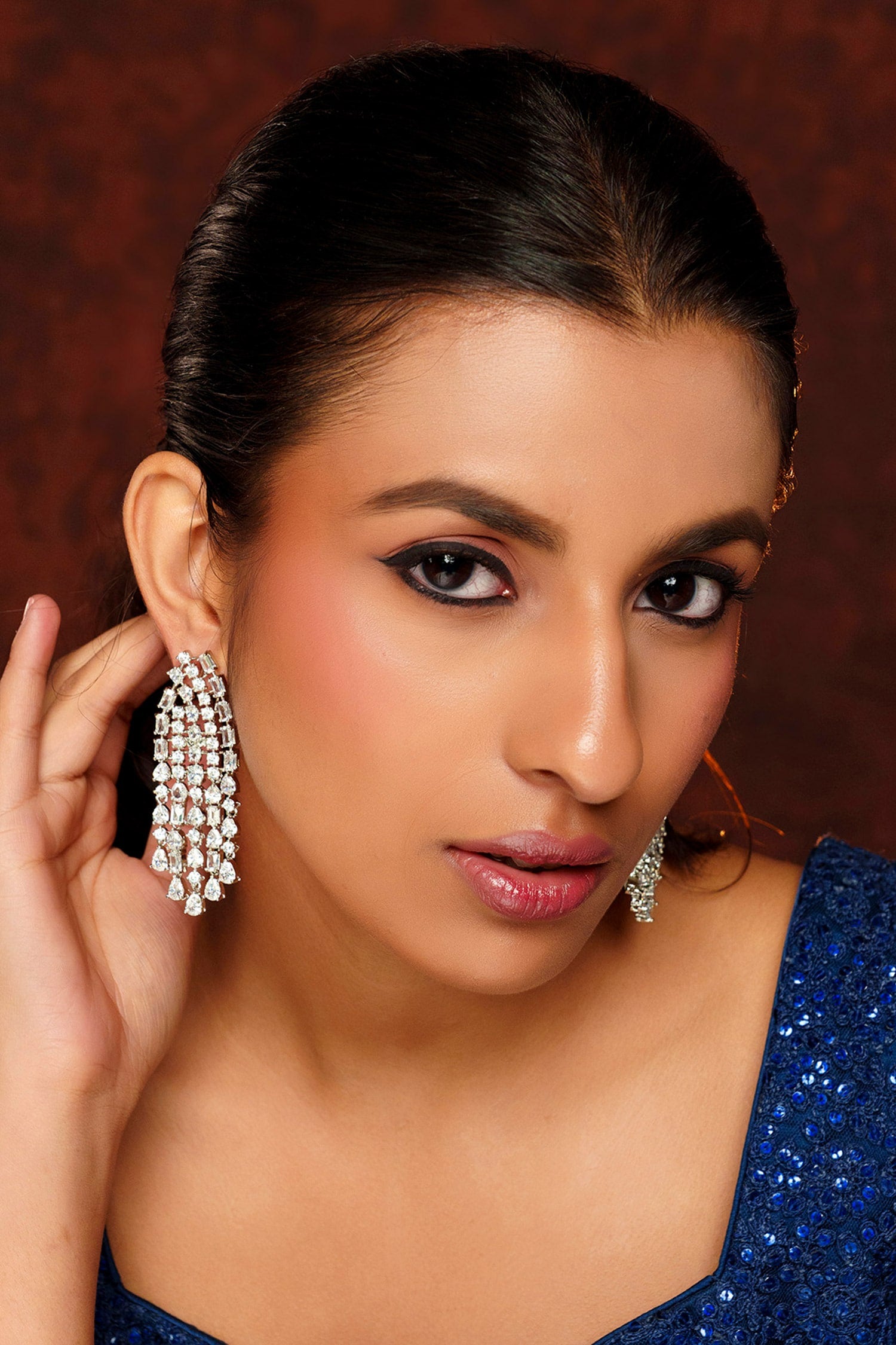 Diamond Embellished String Earrings 