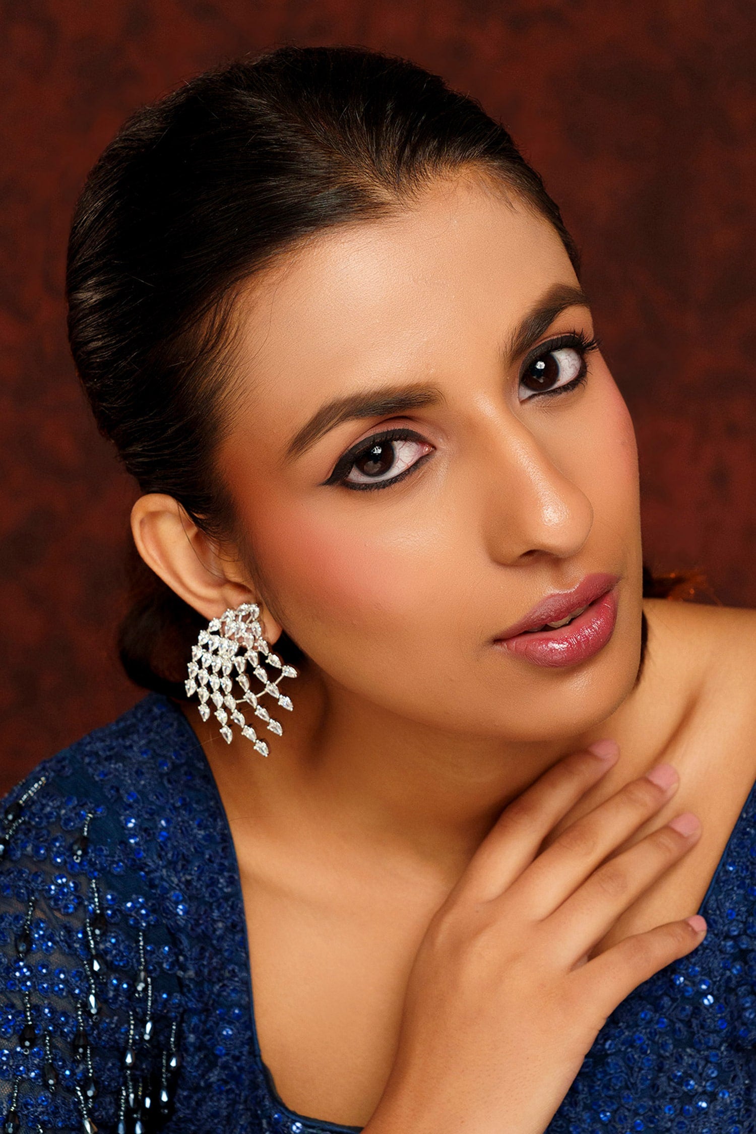 Diamond Embellished Statement Earrings 