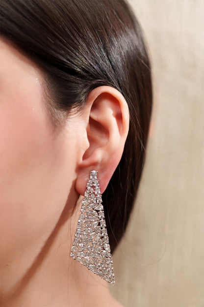Asymmetric Triangle Diamond Embellished Earrings 