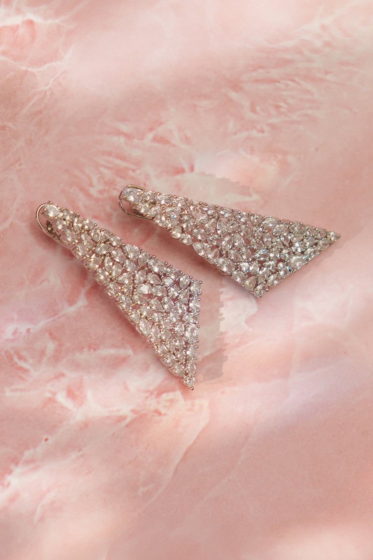 Asymmetric Triangle Diamond Embellished Earrings 