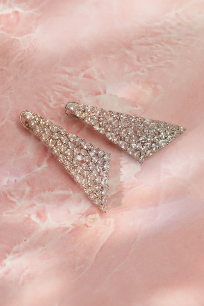 Asymmetric Triangle Diamond Embellished Earrings 