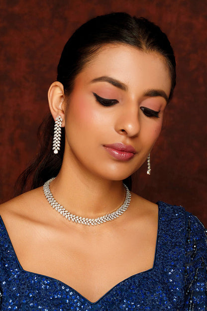 Diamond Geometric Cutwork Necklace Set 