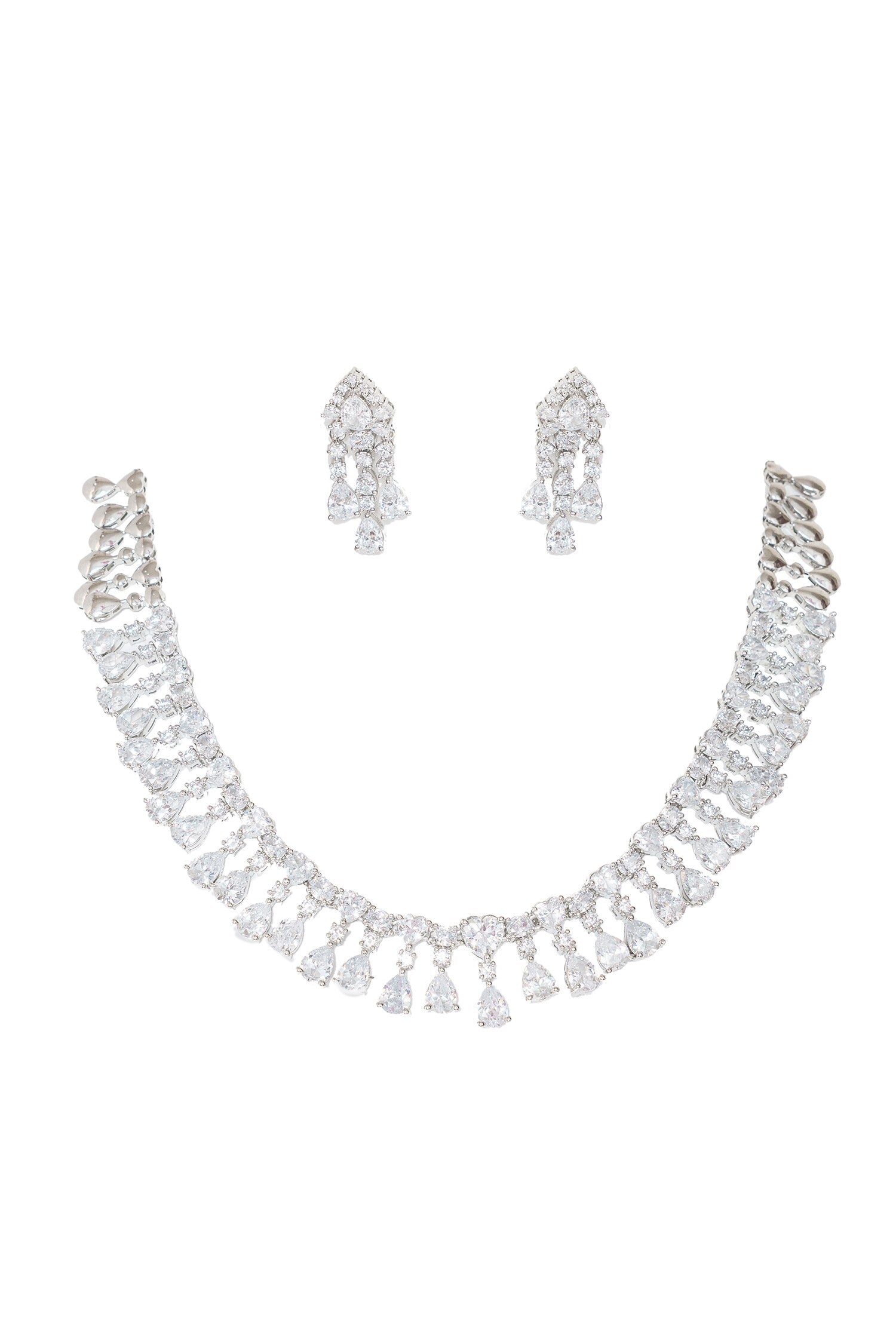 Diamond Geometric Drop Necklace Set 
