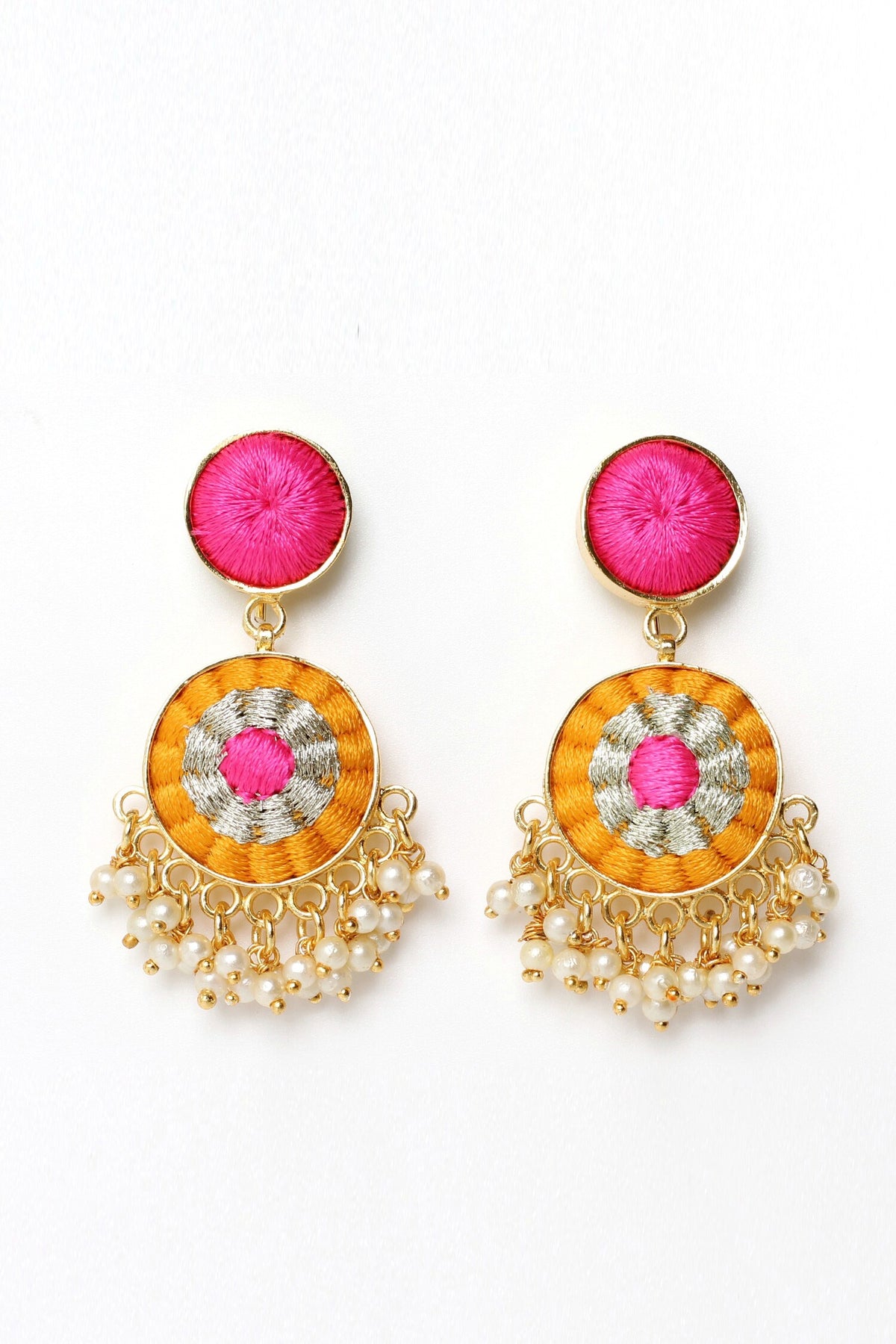 Sunflower Embroidered Drop Earrings 