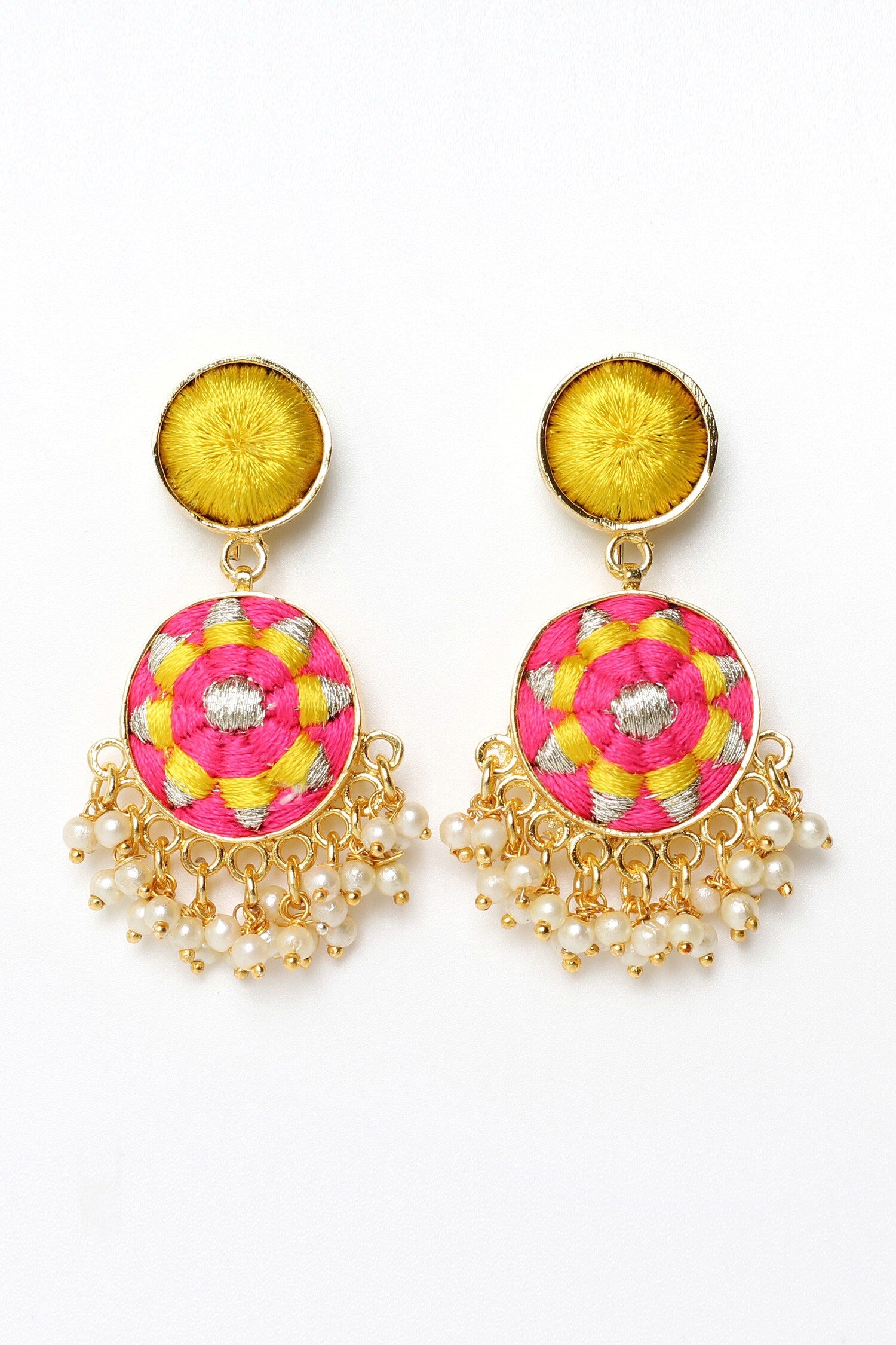 Radiant Flower Embroidered Drop Earrings 