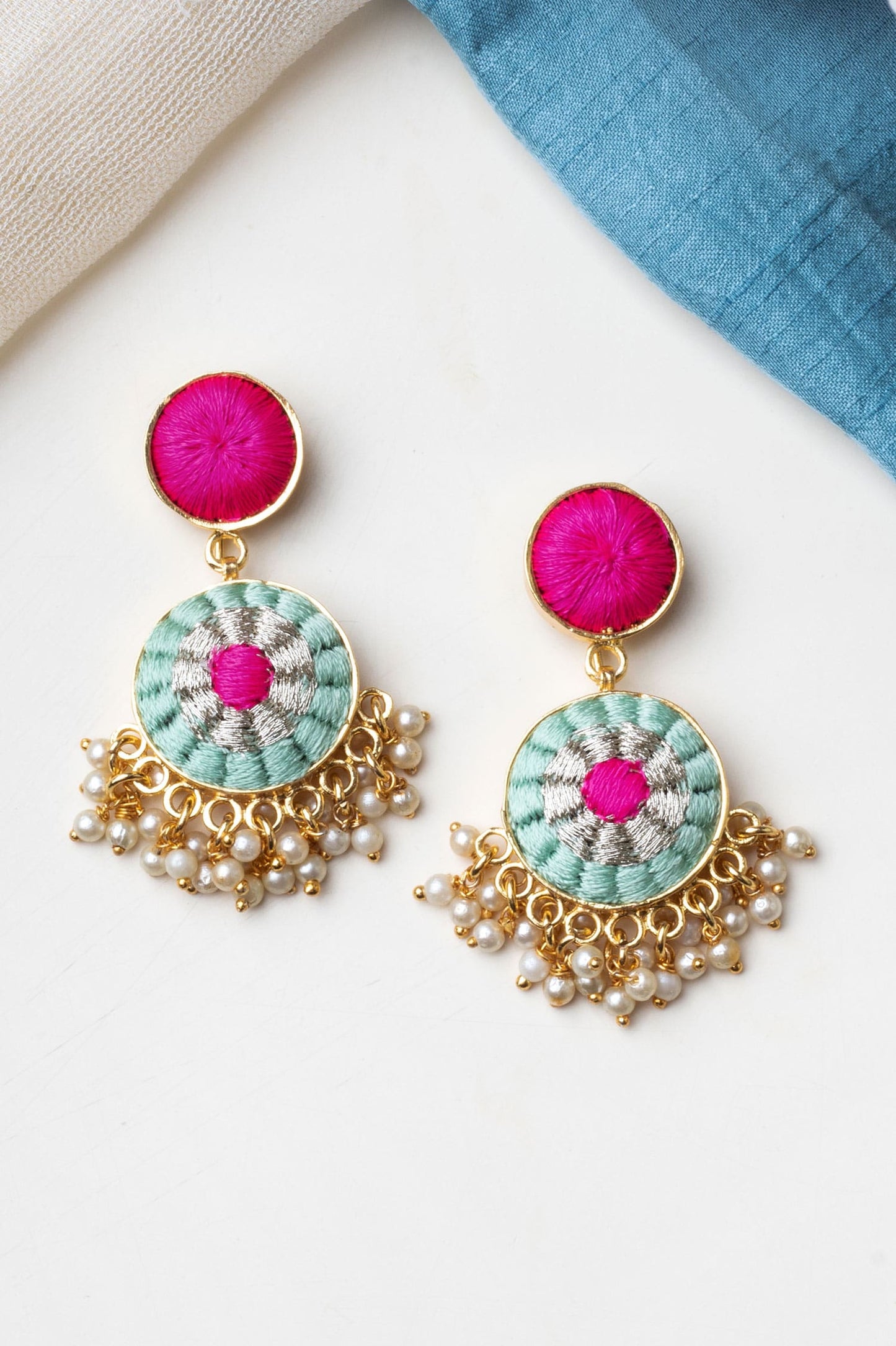 Lily Embroidered Drop Earrings 