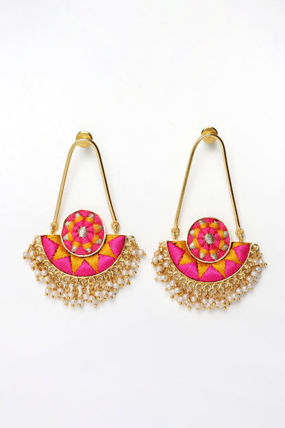 Embroidered Tassel Bali Drop Earrings 