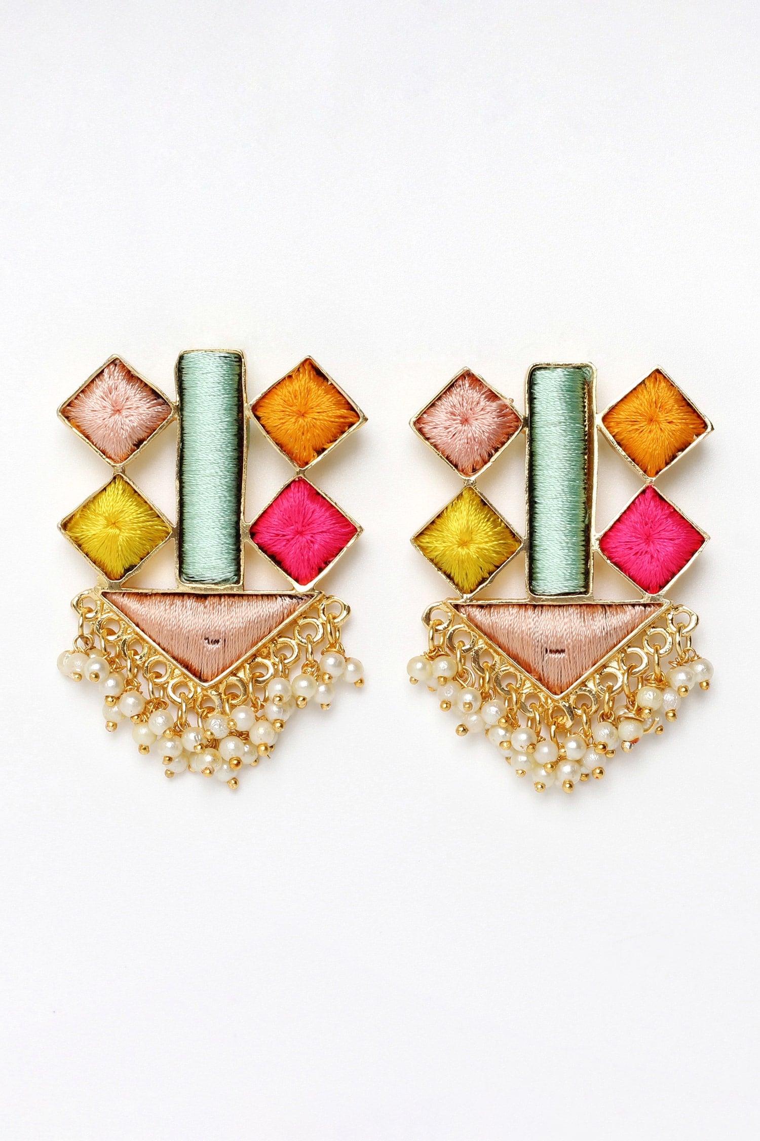 Aurora Bliss Embroidered Geometric Earrings 